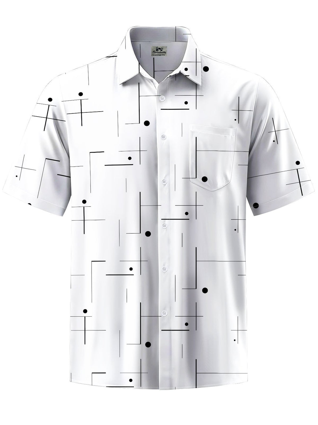 Alohadaddy® Casual Stripe Art Print Chest Pocket Men&