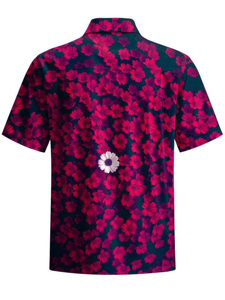 Alohadaddy® Casual Floral Art Print Chest Pocket Men&