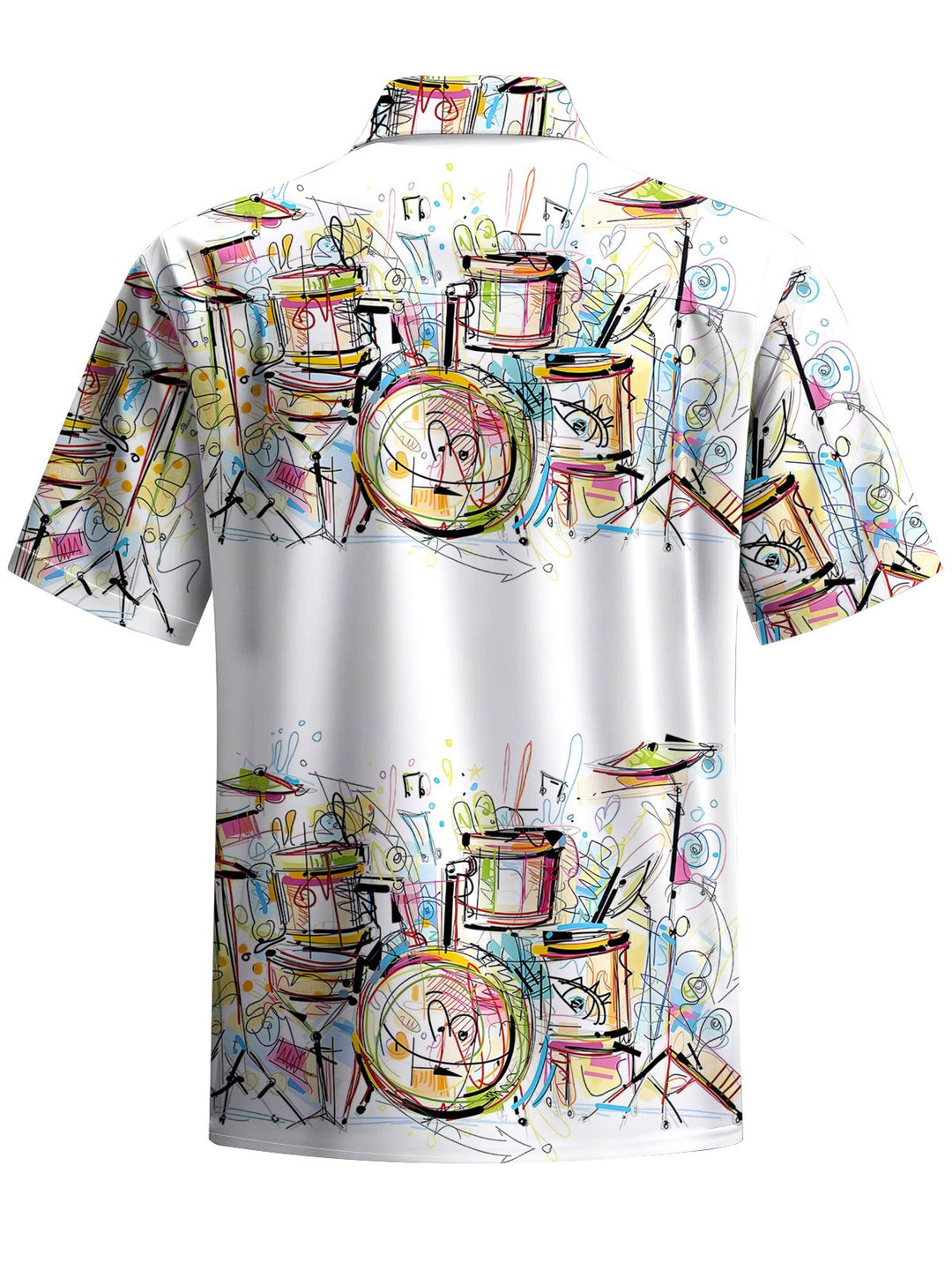Alohadaddy® Casual Drum Set Painting Print Art Chest Pocket Men&