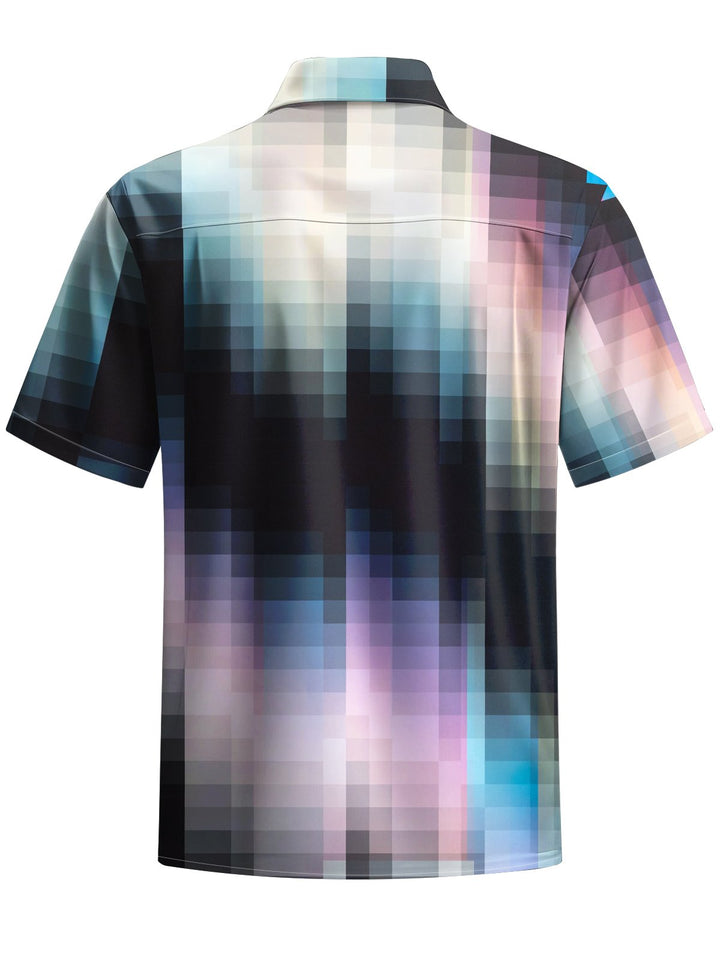 Alohadaddy® Casual Plaid Gradient Art Print Chest Pocket Men&