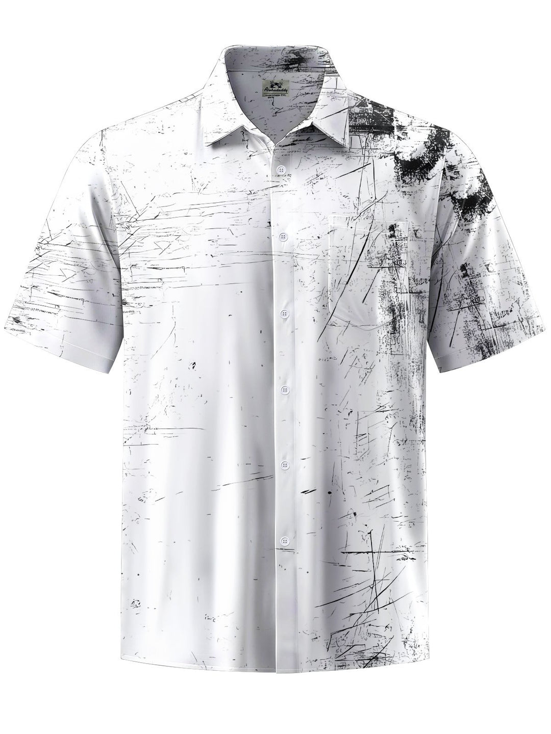 Alohadaddy® Casual Abstract Art Print Chest Pocket Men&