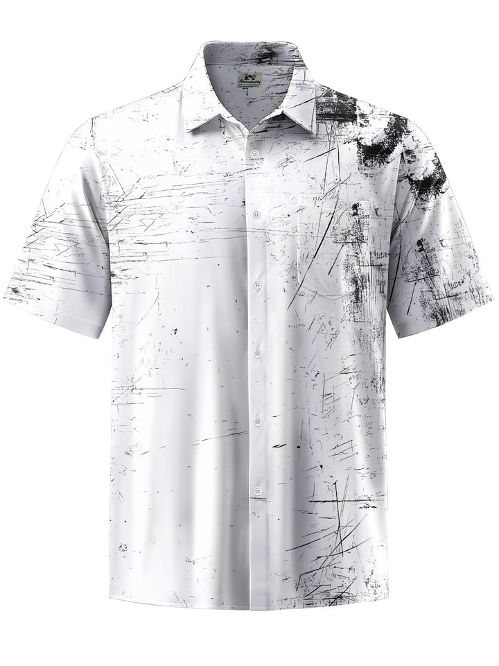 Alohadaddy® Casual Abstract Art Print Chest Pocket Men&