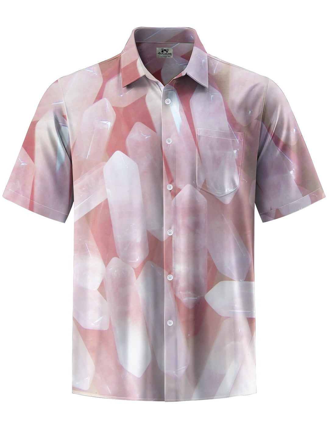 Alohadaddy® Casual Hexagonal Crystal Art Print Chest Pocket Men&