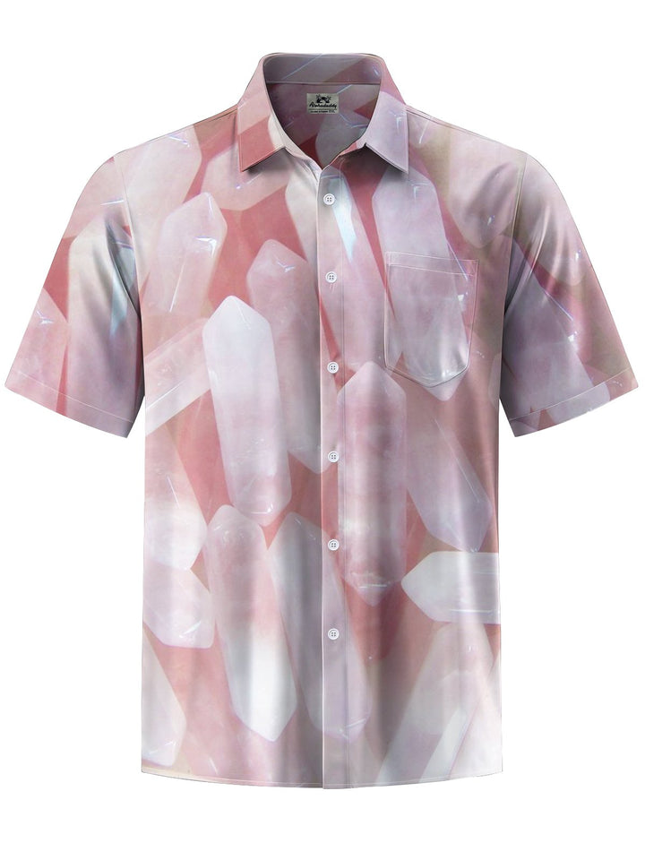 Alohadaddy® Casual Hexagonal Crystal Art Print Chest Pocket Men&
