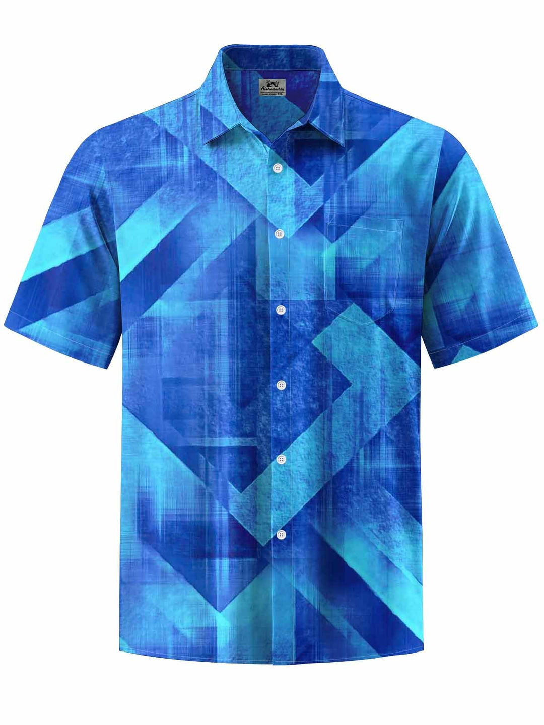Alohadaddy® Casual Geometric Art Print Chest Pocket Men&