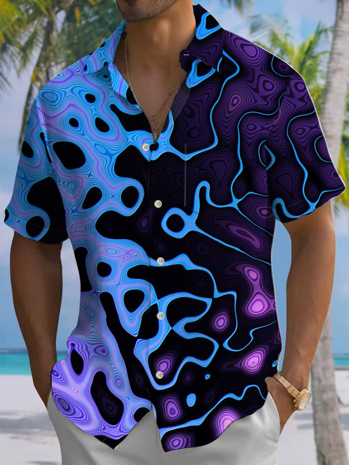 Alohadaddy® Retro Abstract Art Print Chest Pocket Men&