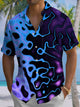 Alohadaddy® Retro Abstract Art Print Chest Pocket Men's Stretch Short Sleeve Ripped Shirt Big & Tall