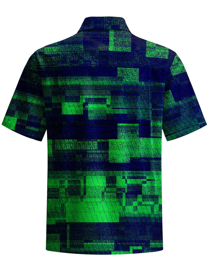 Alohadaddy® Casual Geometric Art Print Chest Pocket Stretch Men&