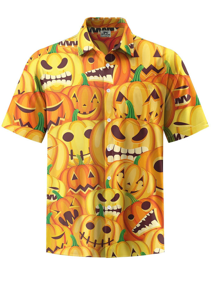 Alohadaddy® Halloween Pumpkin Art Print with Elastic Pockets for Men&
