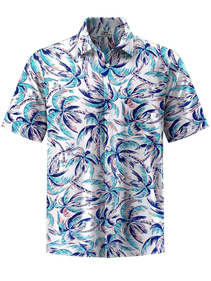Alohadaddy® Hawaiian Coconut Tree Art Print Chest Pocket Men&