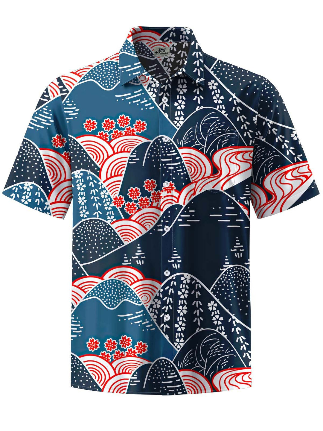 Alohadaddy® Vintage Painting Art Print Chest Pocket Stretch Men&