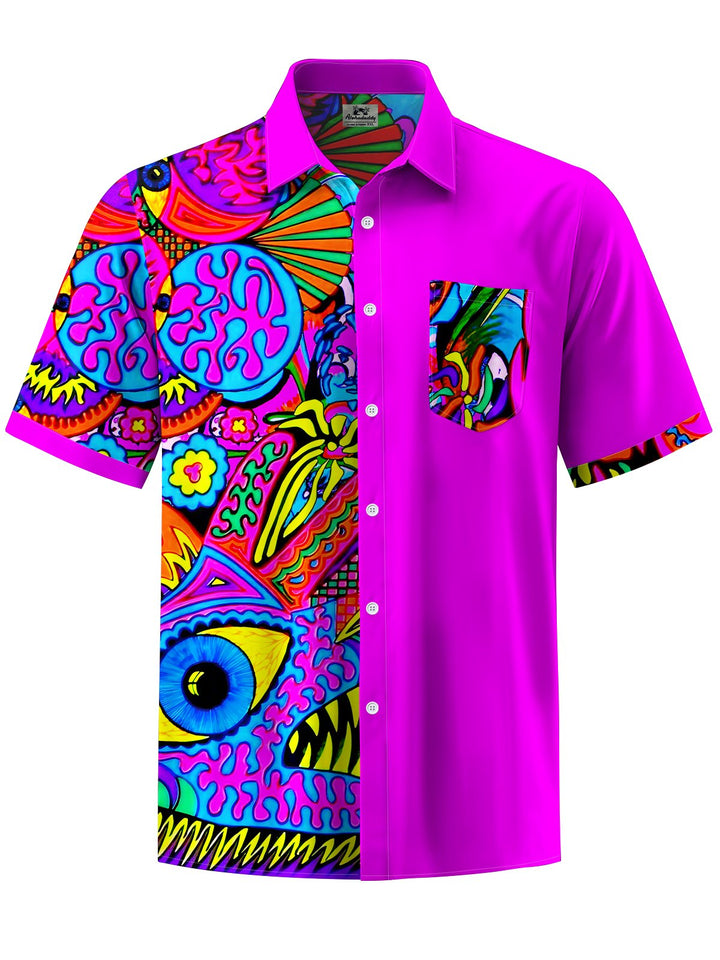 Alohadaddy® Hawaiian Graffiti Contrast Color Print Art Stretch Pocket Men&