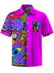 Alohadaddy® Hawaiian Graffiti Contrast Color Print Art Stretch Pocket Men's Short Sleeve Shirt Big & Tall