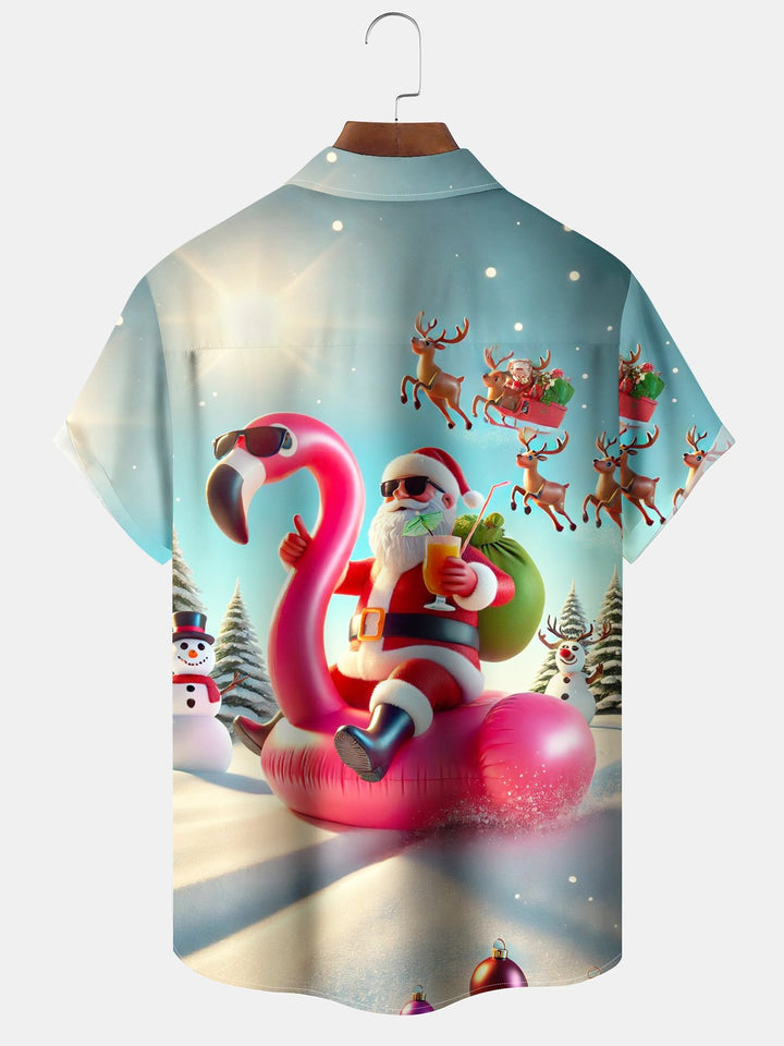 Alohadaddy® Christmas Flamingo Santa Print Pocket Stretch Men&