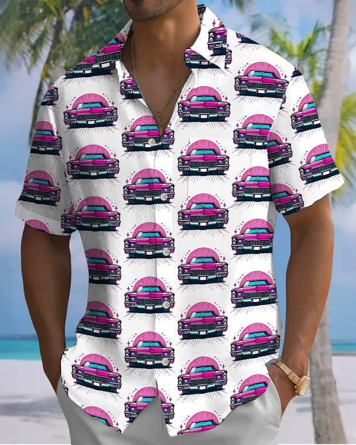 Alohadaddy® Retro Medieval Automotive Geometry Cartoon Print Art Pocket Button Men&