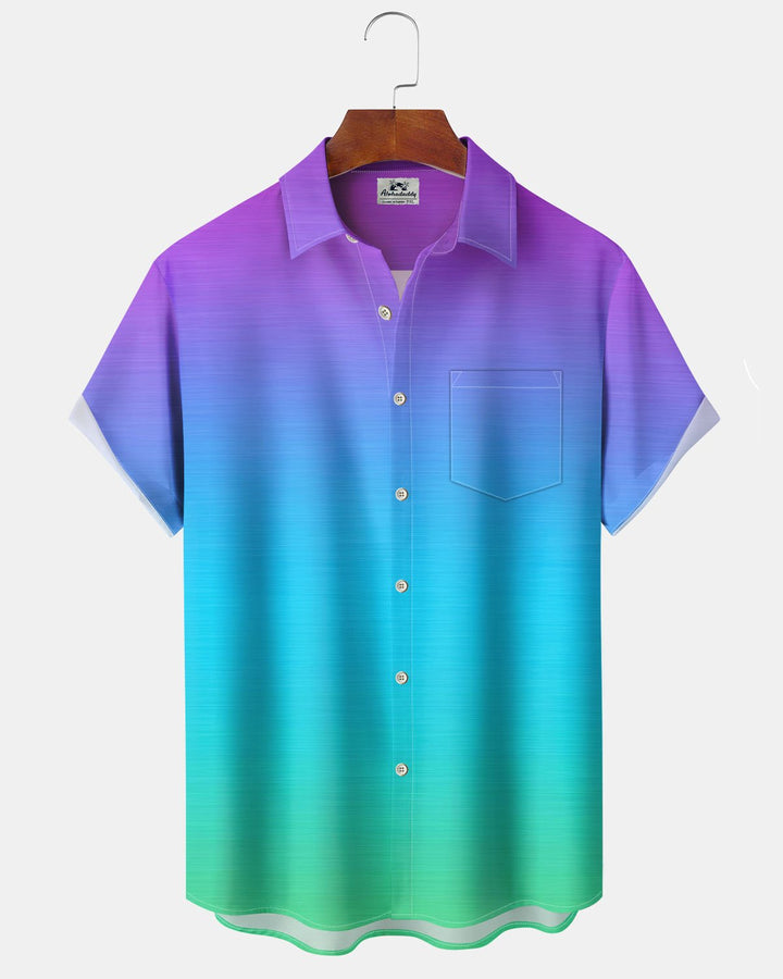 Alohadaddy® Casual Gradient Print Art Pocket Button Stretch Men&