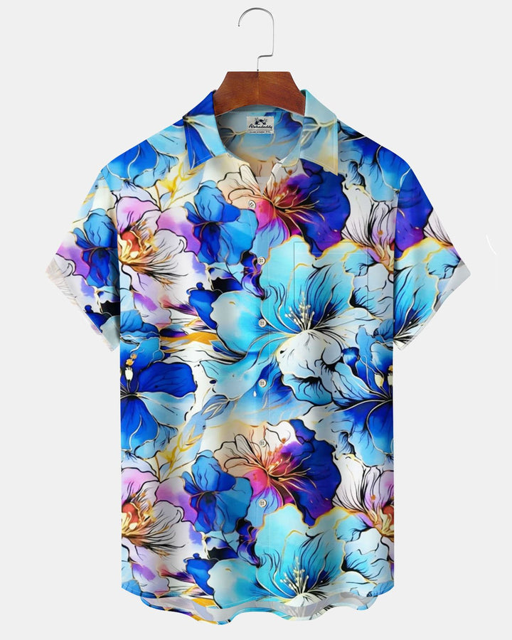 Alohadaddy® Casual Floral Art Print Cardigan with Buttons and Pockets  Men&