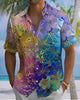 Alohadaddy® Casual Gradient Floral Print Art Cardigan Men's Short-Sleeve Shirt Big & Tall