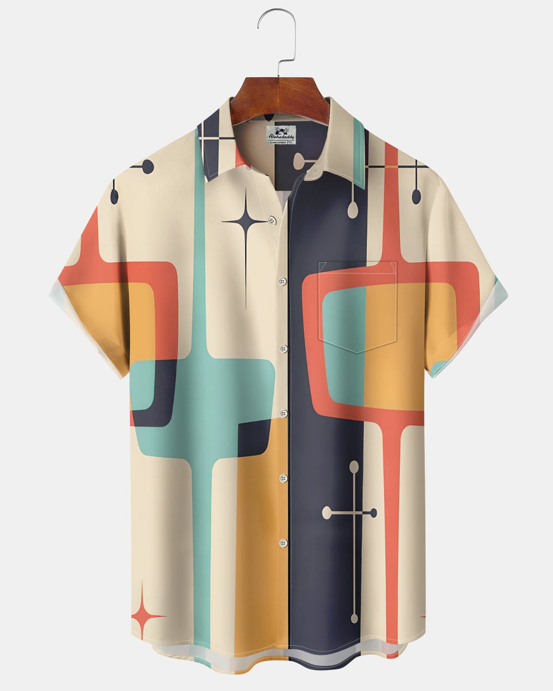 Alohadaddy® Casual Abstract Print Art Button Pocket Cardigan Men&