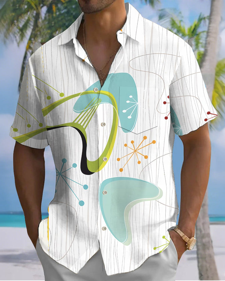 Alohadaddy® Casual Atomic Print Art Button Pocket Cardigan Men&