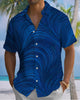 Alohadaddy® Casual Striped Art Print Cardigan with Button Pockets for Men's Short Sleeve Shirt
