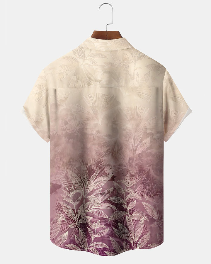 Alohadaddy® Hawaiian Leaf Print Art Button Pocket Cardigan Men&