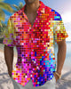 Alohadaddy® Casual Geometric Print Art Button Pocket Cardigan Men's Short Sleeve Shirt