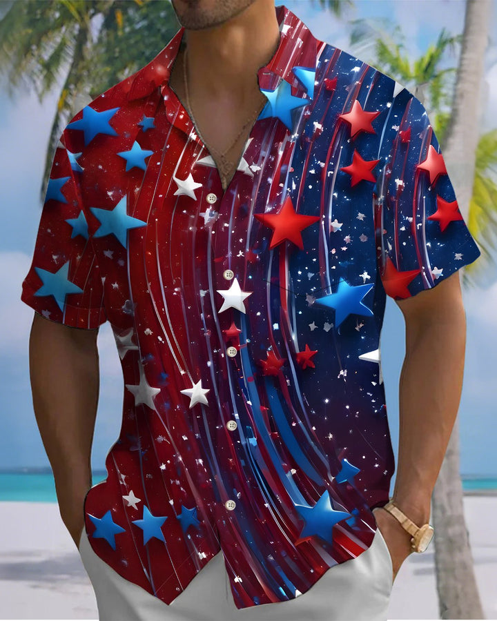Alohadaddy® Vintage Star Print Art Button Pocket Cardigan Men&