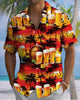 Alohadaddy® Men's Short-Sleeve Button-Down Shirt  Hawaiian Beer Season Graphic Print with Chest Pocket