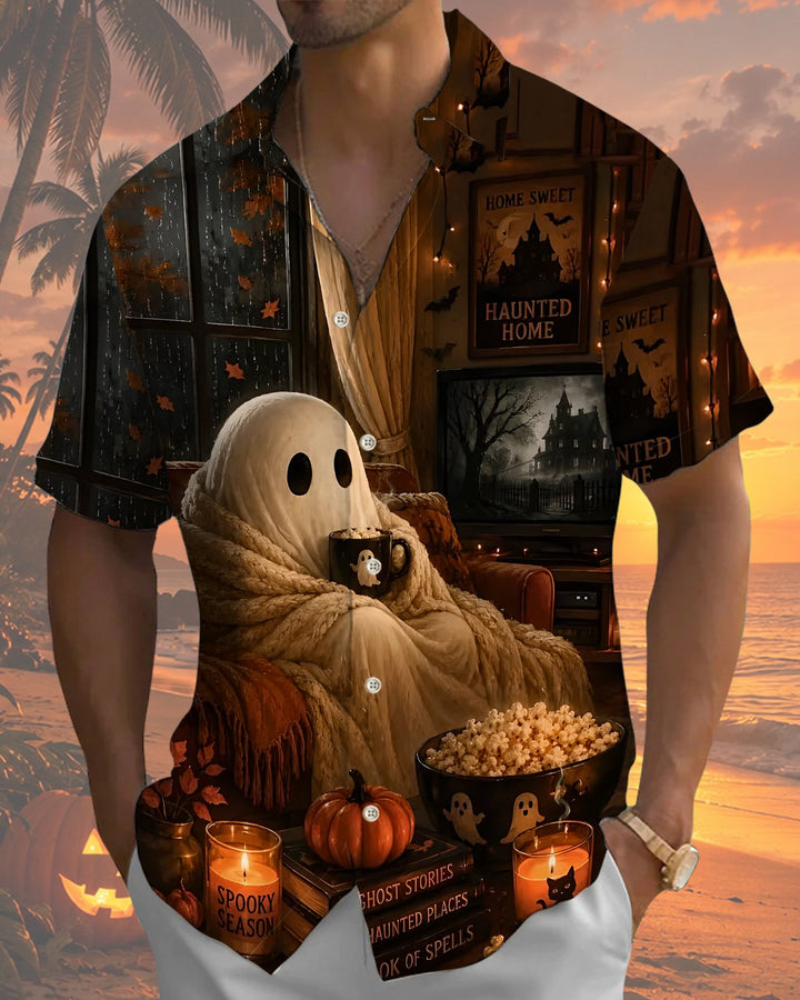 Alohadaddy® Holiday Halloween Graphic Print Button-Down Pocket Cardigan-Style Men&