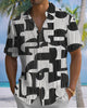 Alohadaddy® Men's Short-Sleeve Casual Cardigan Shirt  Geometric Art Print Button-Front with Pocket