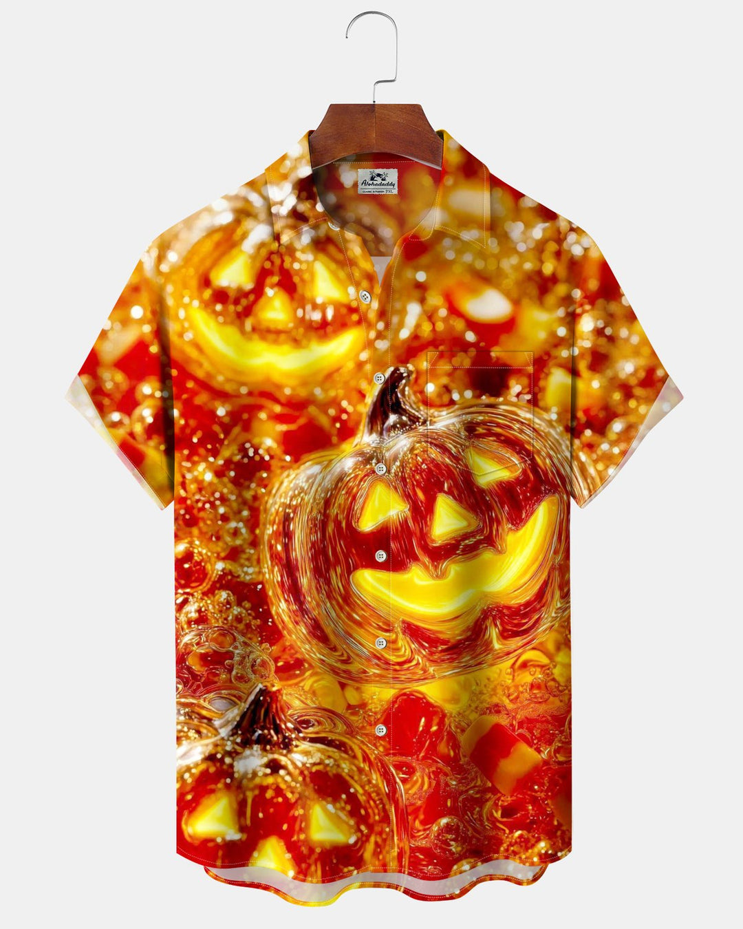 Alohadaddy® Holiday Halloween Graphic Print Button-Down Pocket Cardigan-Style Men&