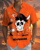 Alohadaddy® Men's Casual Short-Sleeve Button-Down Shirt with Halloween Graphic Print and Pocket