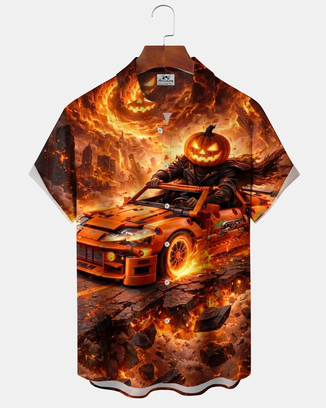 Alohadaddy® Holiday Halloween Graphic Print Button-Down Pocket Cardigan-Style Men&