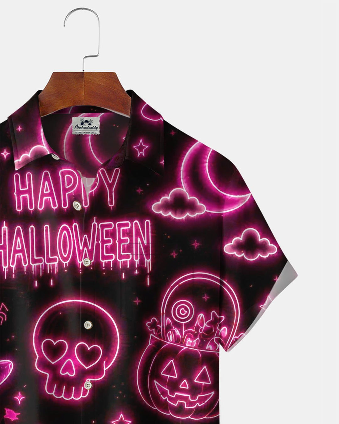 Alohadaddy® Holiday Halloween Print Button-Down Short-Sleeve Men&