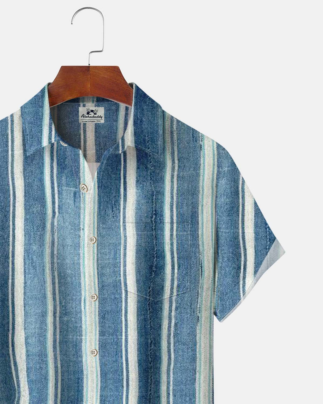 Alohadaddy® Men’s Short-Sleeve Button-Down Shirt  Vintage-Style Striped &amp; Printed Cardigan-Look Shirt with Pocket