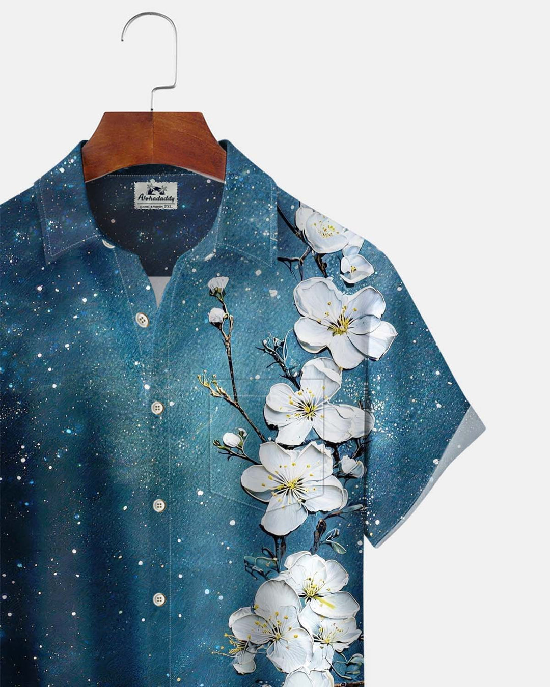 Alohadaddy® Men’s Short-Sleeve Button-Down Shirt with Hawaiian Floral Print and Pocket