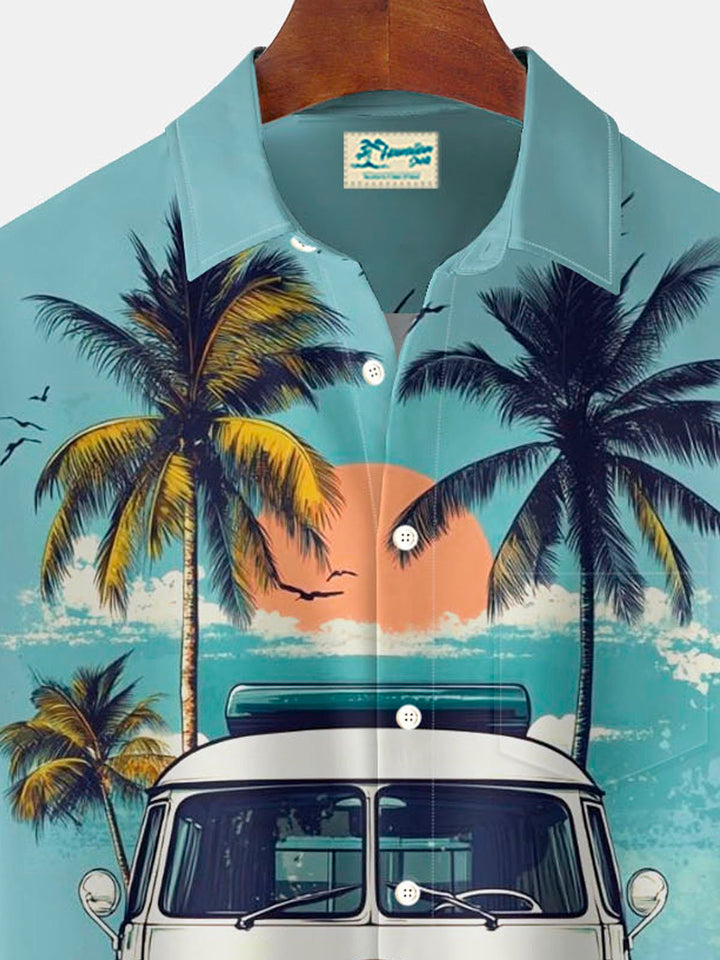Alohadaddy® Hawaii Car and Coconut Tree Print Men&