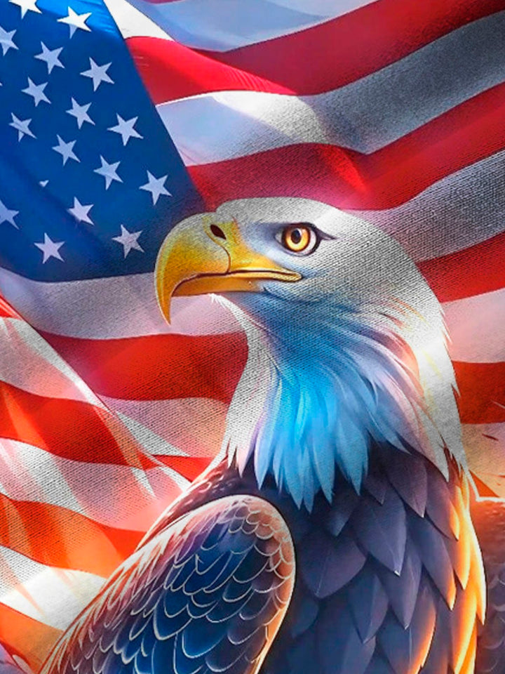 Alohadaddy®  Retro Flag Bald Eagle Print Men&