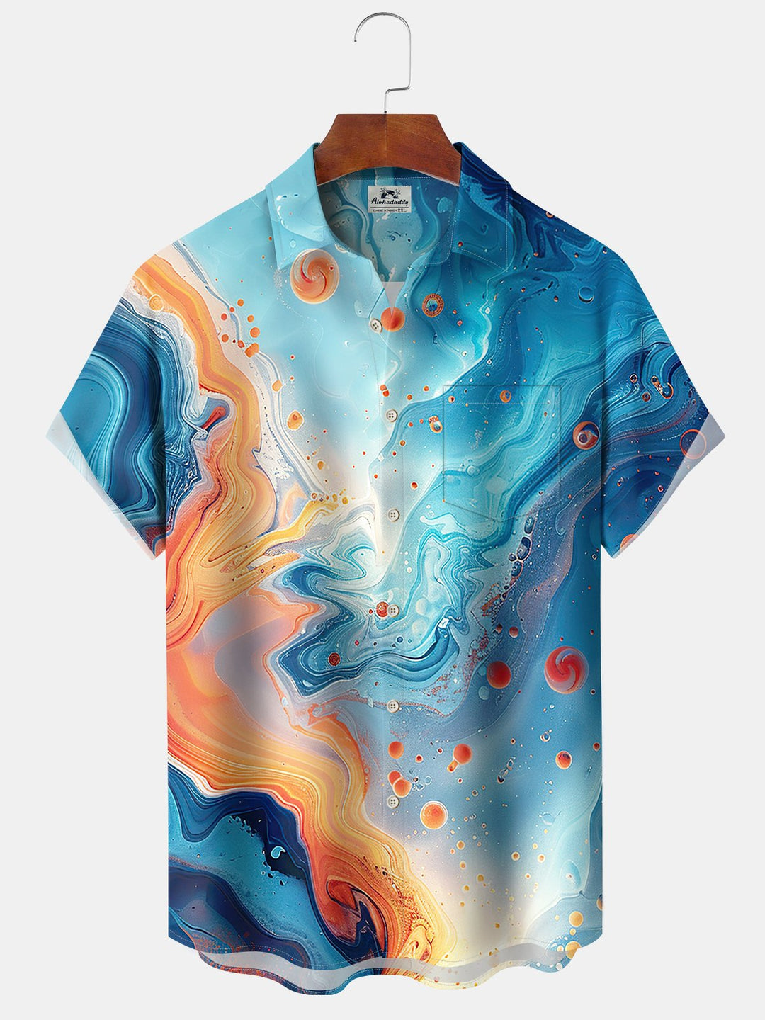 Alohadaddy Casual Daily Vacation Abstract Art Print Art Button Cardigan Pocket Breathable Soft Long Large Size Short Sleeve Shirt