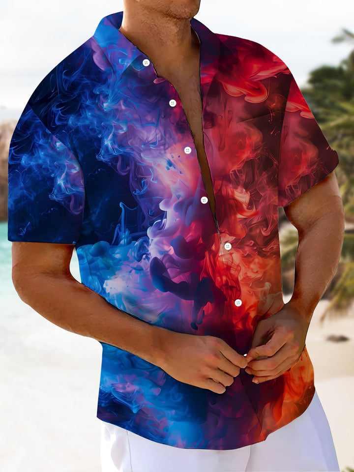 Alohadaddy® Casual Abstract Textured Print Chest Pocket Men&