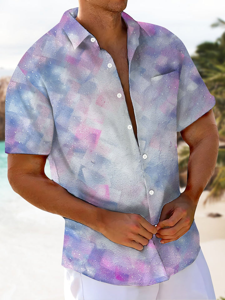 Alohadaddy® Casual Abstract Print Chest Pocket Men&