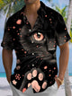 Alohadaddy® Casual Cat Print Art Chest Pocket Men's Short Sleeve Shirt Big & Tall
