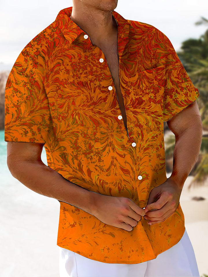 Alohadaddy® Casual Gradient Abstract Art Print Chest Pocket Men&