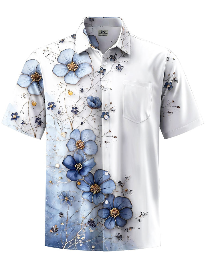 Alohadaddy® Casual Floral Art Print Mens Moisture Wicking Short Sleeve Shirt Big &amp; Tall