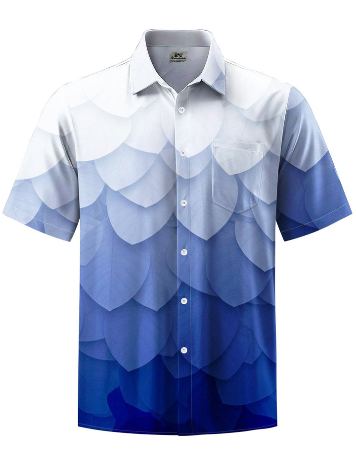 Alohadaddy® Casual Gradient Leaves Art Print Chest Pocket Men&