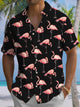 Alohadaddy® Hawaiian Flamingo Art Print Chest Pocket Mens Short Sleeve Shirt Big & Tall