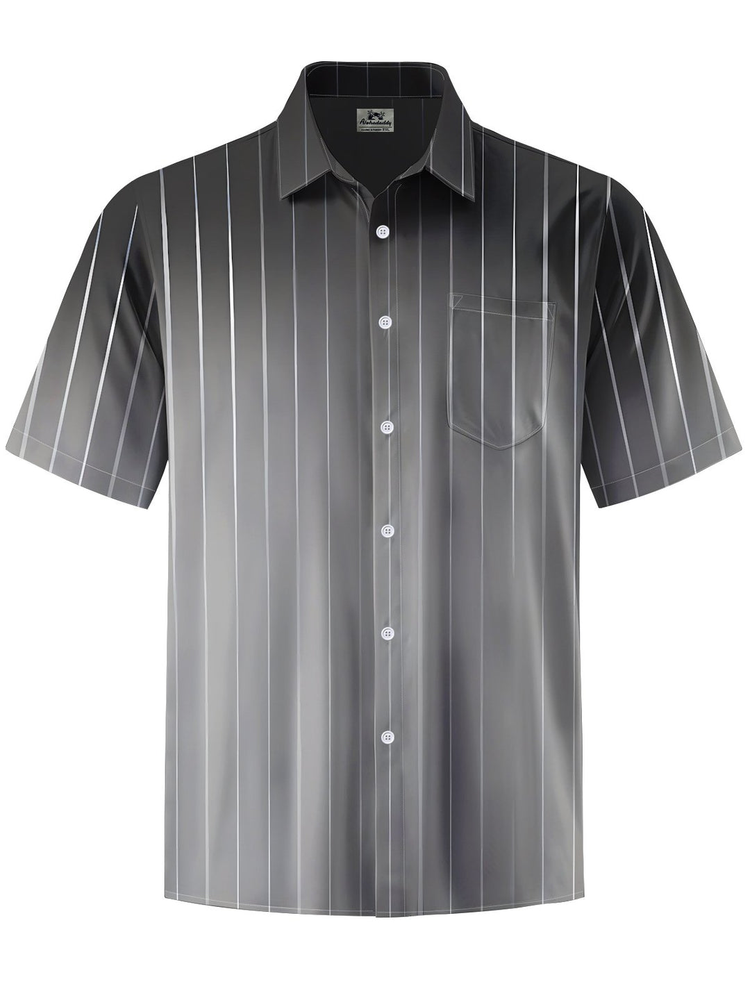 Alohadaddy® Casual Stripe Art Print Chest Pocket Men&