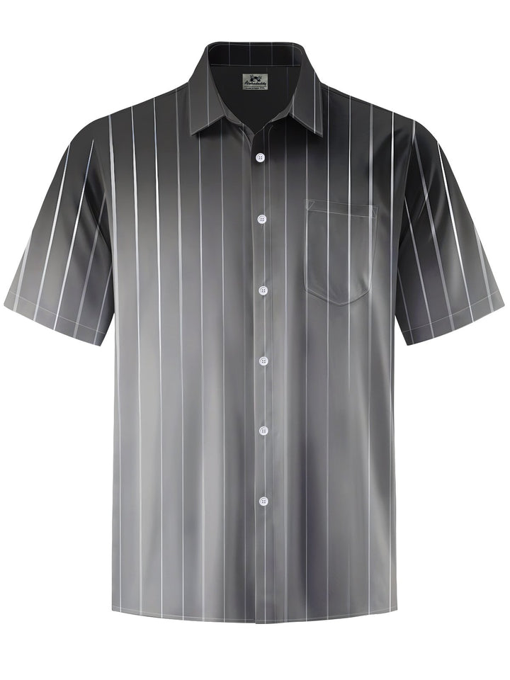 Alohadaddy® Casual Stripe Art Print Chest Pocket Men&