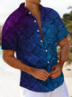 Alohadaddy® Casual Gradient Ethnic Pattern Print Art Chest Pocket Men's Short Sleeve Shirt Big & Tall